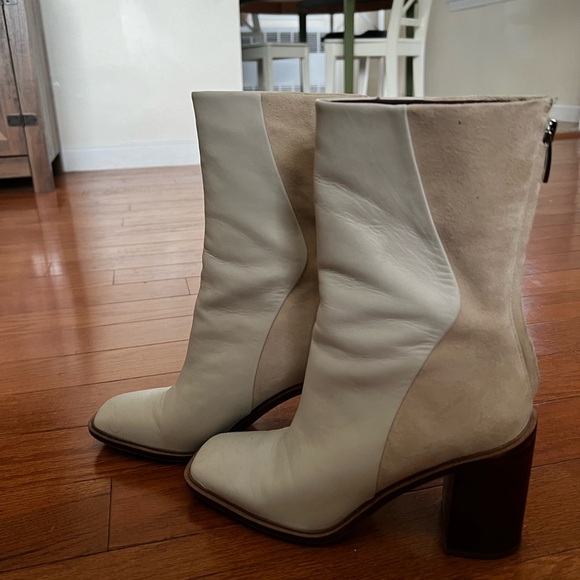 mid calf heeled bootie in white - Picture 3 of 5